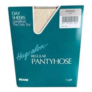 Vintage Sears Hug-Alon Day Sheers Regular Pantyhose Average Ivory